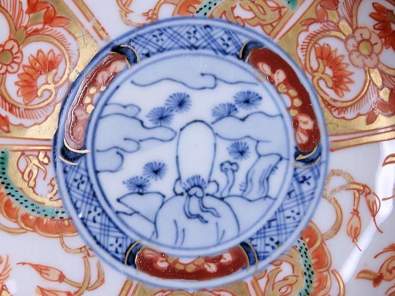 古伊万里 金襴手 鳳凰に龍の図 4寸皿 4枚セット