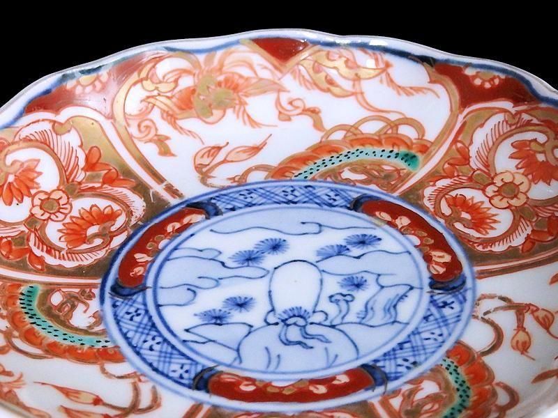 古伊万里 金襴手 鳳凰に龍の図 4寸皿 4枚セット