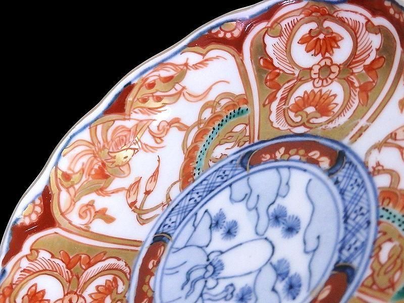 古伊万里 金襴手 鳳凰に龍の図 4寸皿 4枚セット