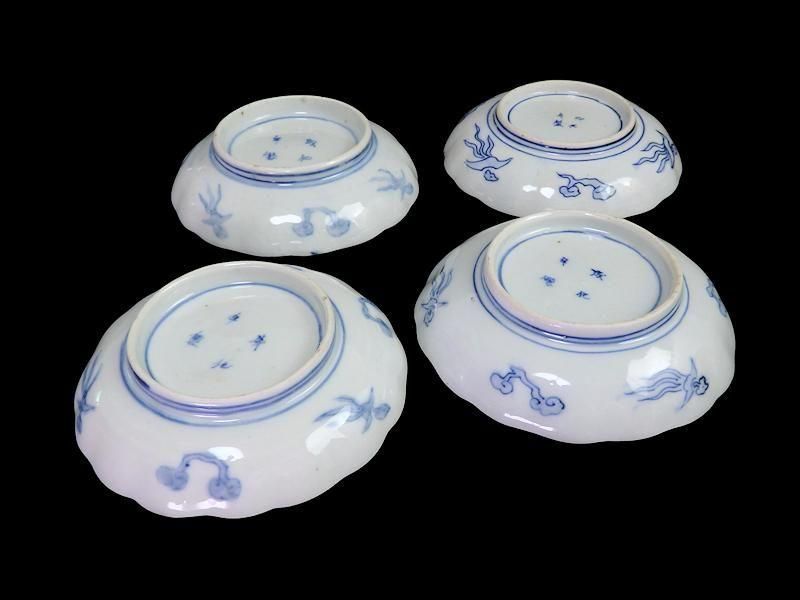 古伊万里 金襴手 鳳凰に龍の図 4寸皿 4枚セット