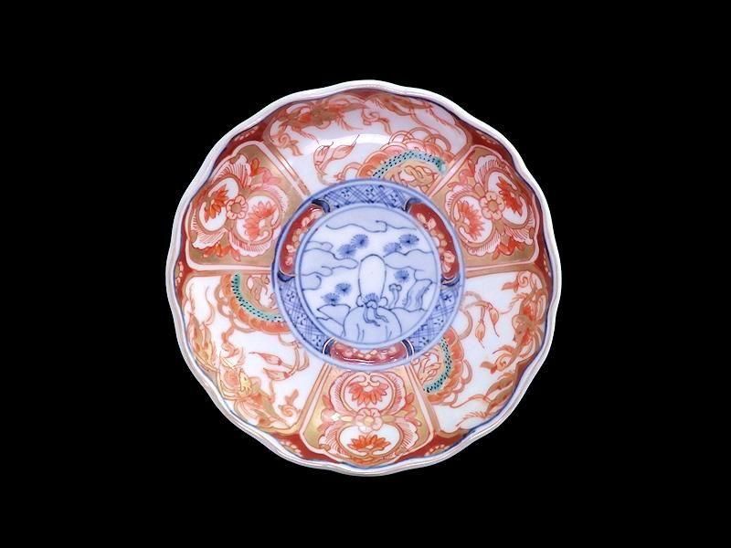 古伊万里 金襴手 鳳凰に龍の図 4寸皿 4枚セット