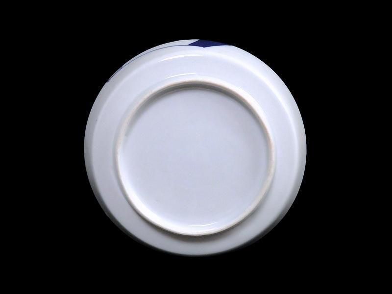 古伊万里 色絵 羊歯文様に富士松原帆掛け船図 4寸皿 5枚セット