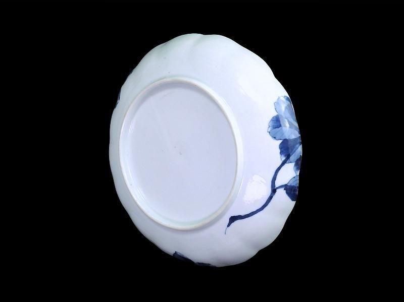 古伊万里　染付　割絵　菊の図　膾皿　３客　D760AS-BVk 古伊万里 染付 割絵 菊の図 膾皿 3客 D760AS-BVk