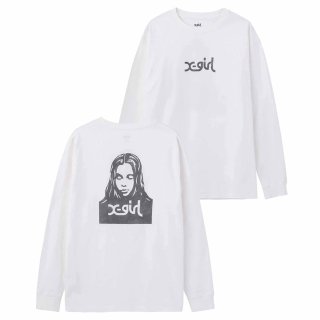 X-girl<LADIES> WASHED FACE LOGO L/S TEE