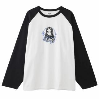 X-girl<LADIES> X-girl FACE AND STARS  B/B BIG TEE