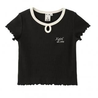 X-girl<LADIES> LETTUCE EDGE BABY TOP