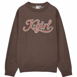 X-girl<LADIES> LETTERING LOGO JACQUARD KNIT TOP