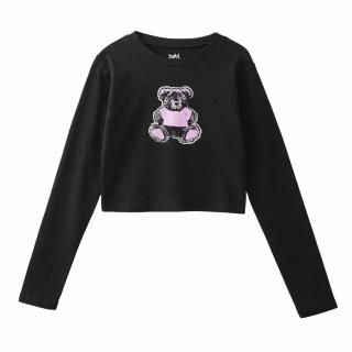 X-girl<LADIES> STUFFED BEAR L/S BABY TEE