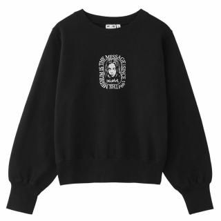 X-girl<LADIES> FACE ROUNDED SQUARE AWEAT TOP