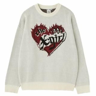 X-girl<LADIES> HEART LOGO JACQUARD KNIT TOP