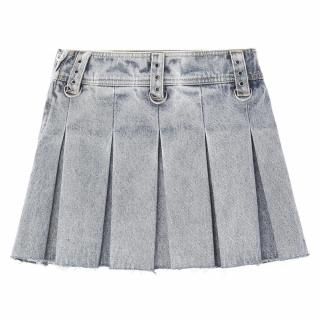 X-girl<LADIES> BOX PLEAT DENIM MINI SKIRT