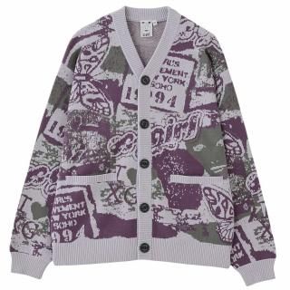 X-girl<LADIES> COLLAGE GRAPHIC JACQUARD KNIT CARDIGAN