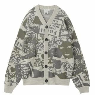 X-girl<LADIES> COLLAGE GRAPHIC JACQUARD KNIT CARDIGAN