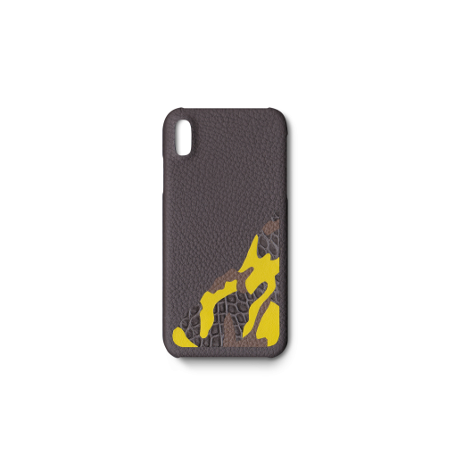 iPhone XS Max Case/SM<br>French Crisp Calf×Mississippi Alligator<br>Titanium