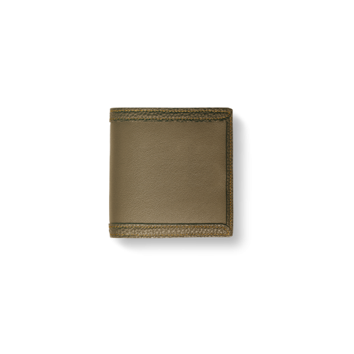 Compact Wallet w/ Coin Case<br>Soft Calf×Shrink Calf Frame<br>Tortora