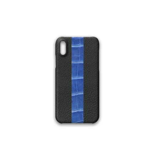 iPhone X&XS Case/ST<br>French Crisp CalfMississippi Alligator<br>BlackGlossy Sapphire 