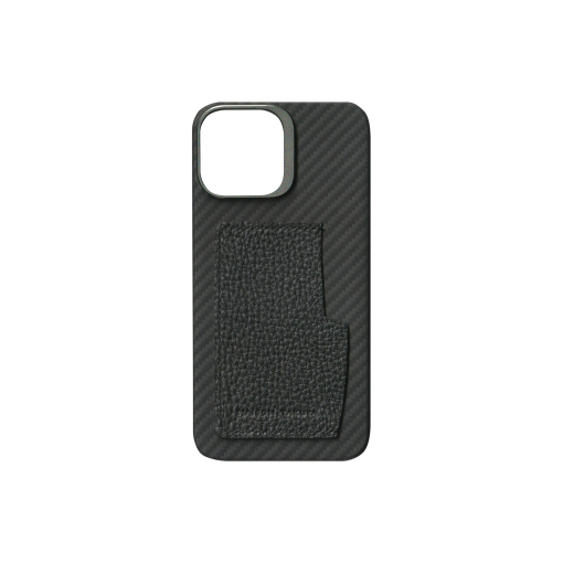 iPhone 13 Pro Max Case w/ Pocket<br>French Crisp Calf<br>Black