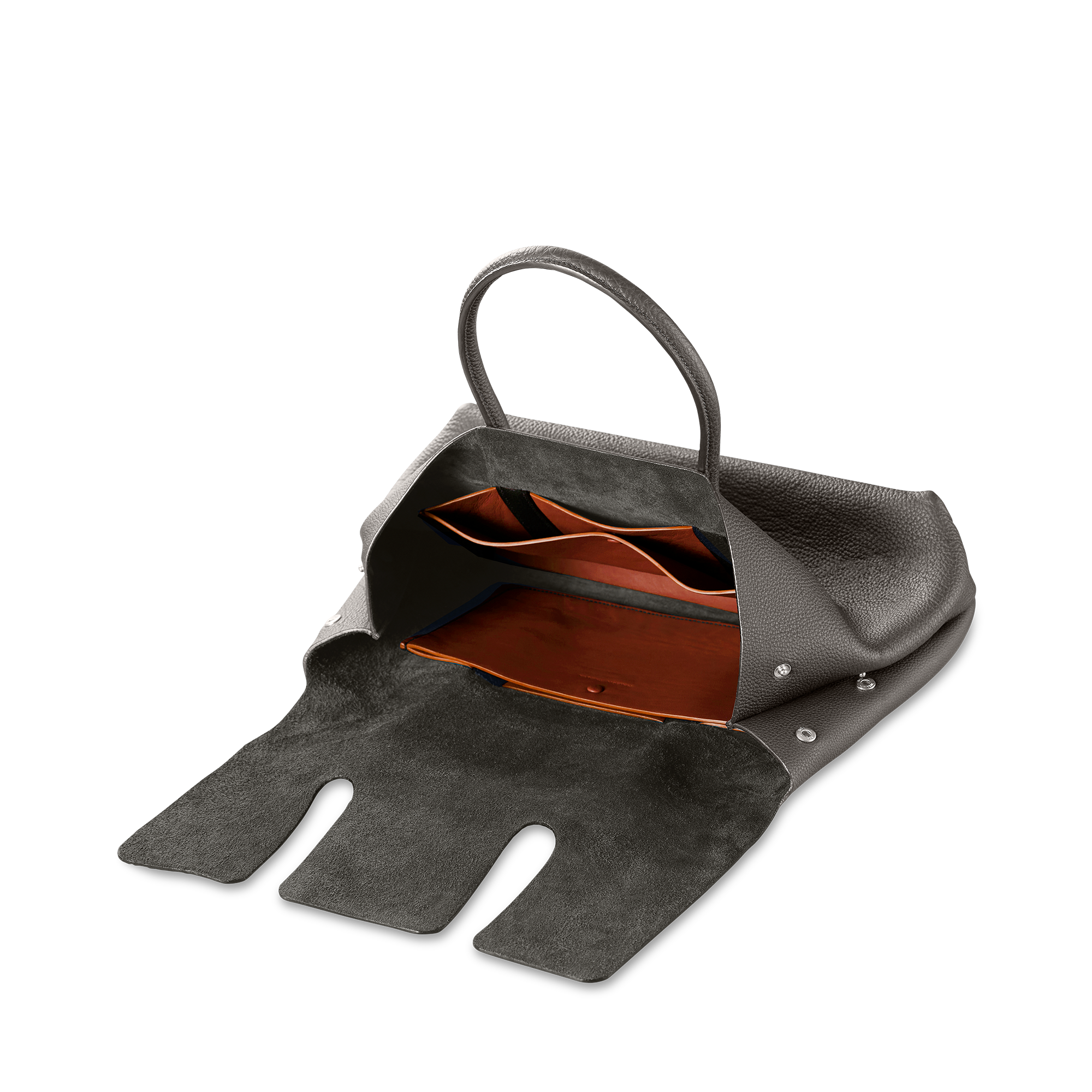 Flap Brief BagGerman Shrunken Calf×LambTitanium×Orange Flap Brief BagGerman Shrunken Calf×LambTitanium×Orange