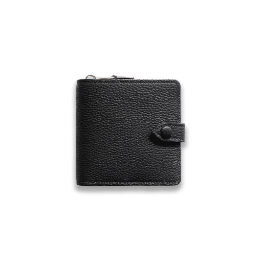 Compact Zip Wallet<br>German Shrunken Calf×Lamb<br>Black×Azure