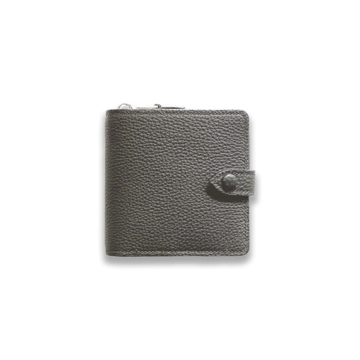 Compact Zip Wallet<br>German Shrunken Calf×Lamb<br>Titanium×Orange