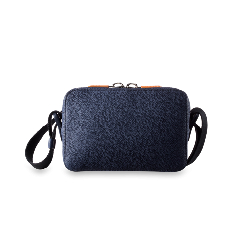 T Travel Messenger<br>German Shrunken Calf/LizardGoat<br>Navy Blue/OrangeAzure