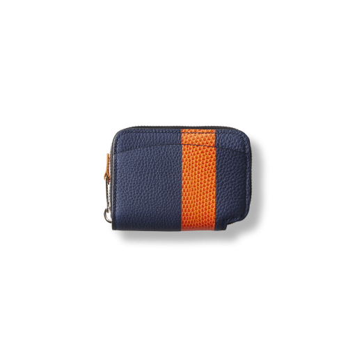 TT3 Coin Case<br>German Shrunken Calf/LizardGoat<br>Navy Blue/OrangeAzure