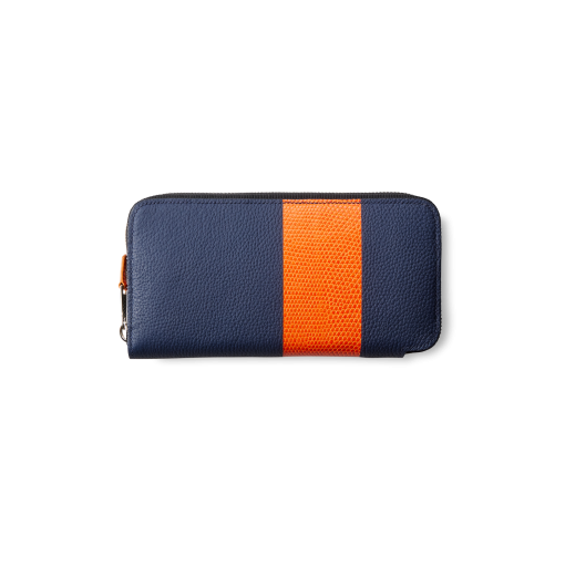 TT3 Wallet<br>German Shrunken Calf/LizardGoat<br>Navy Blue/OrangeAzure