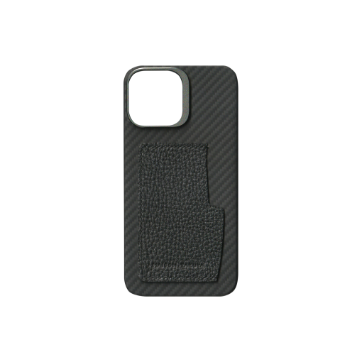 iPhone 14 Pro Max Case w/ Pocket<br>French Crisp Calf<br>Black