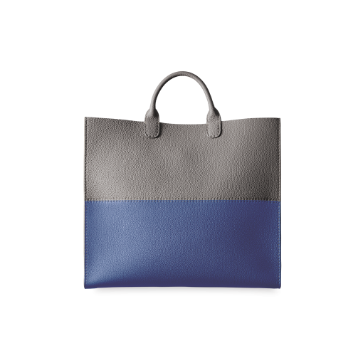 Container Tote(L)<br>German Shrunken Calf/French Crisp CalfLamb<br>Titanium/Br BlueAzure