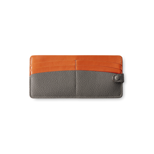 Flat Bill Card Case(L)<br>German Shrunken CalfLamb<br>TitaniumOrange