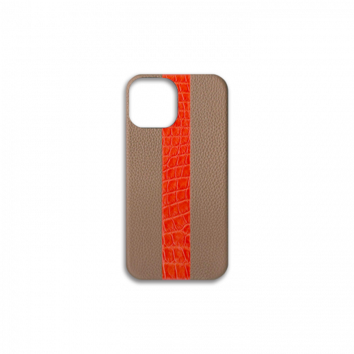 iPhone 1212 Pro Case Stripe<br>German Shrunken CalfAlligator<br>TortoraOrange
