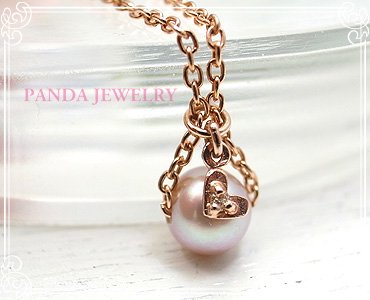 【送料無料】 p-005-n-pg PANDA JEWELRY [ パンダジュエリー ]　 シンデレラパールネックレス・ダイヤハート（ピンクゴールドカラー） -  【ジュエリーパーツ工房】アクセサリー/ジュエリー/天然石/クラフトパーツ総合通販店　Tesoro co.ltd.