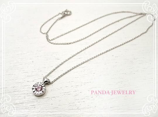 【送料無料】 p-017-n-pt PANDA JEWELRY [ パンダジュエリー ]　 K10WGキラキラハートのネックレス（ピンクトルマリン）ホワイトゴールド -  【ジュエリーパーツ工房】アクセサリー/ジュエリー/天然石/クラフトパーツ総合通販店　Tesoro co.ltd.