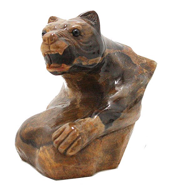 彫刻1点もの】天然石 珪化木ペトリファイド 熊 原石 コレクション 
