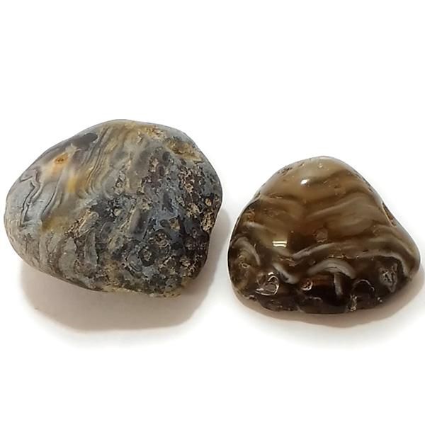 【完売】  アゲート瑪瑙【原石 1点もの】 天然石 原石/2個セット(中 置物
