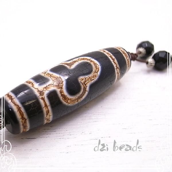 四眼天珠 ストラップ 天珠 オニキス dzi-beads 天然石