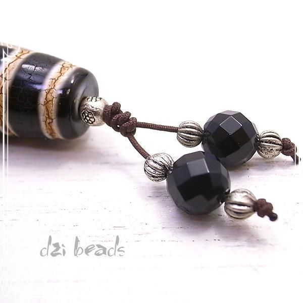 rin 天珠 四眼天珠 ストラップ 天珠 オニキス dzi-beads 天然石