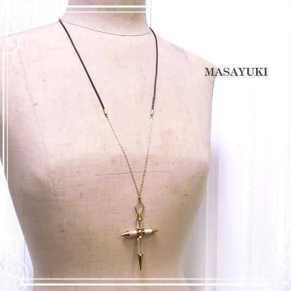 貝製十字架ネックレス-夜光貝・真鍮- - 【ジュエリーパーツ工房