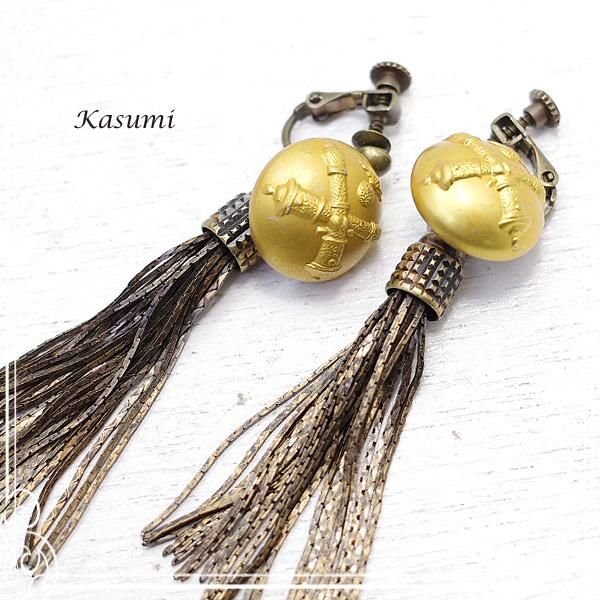 フランス軍のヴィンテージボタンのイヤリング 【Kasumi～かすみ～】 アクセサリー/作家/ハンドメイド -  【ジュエリーパーツ工房】アクセサリー/ジュエリー/天然石/クラフトパーツ総合通販店　Tesoro co.ltd.