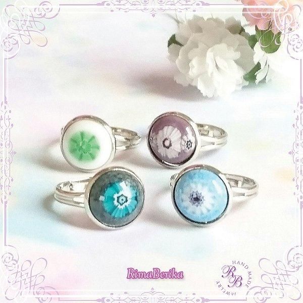 七宝ミルフィオリのサークル型リング[4色あり] ハンドメイド