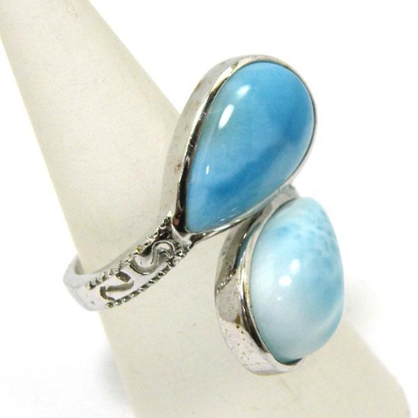 ラリマー リング 指輪 14号 約9x16mm 合金 1点もの 天然石