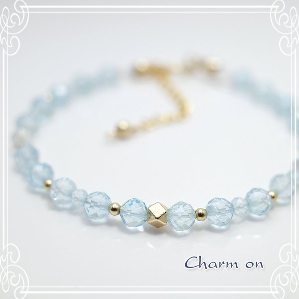 ブルートパーズ・１４Ｋゴールドフィルドのブレスレット 【Charm on】 アクセサリー/作家/ハンドメイド -  【ジュエリーパーツ工房】アクセサリー/ジュエリー/天然石/クラフトパーツ総合通販店　Tesoro co.ltd.