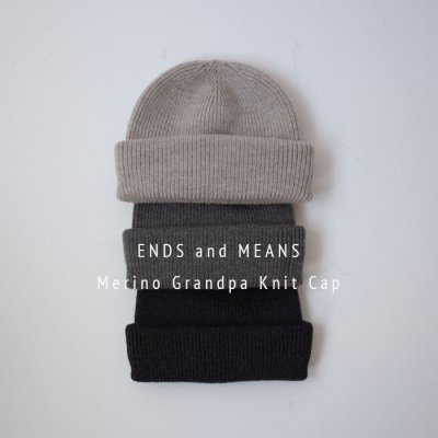 ENDS and MEANS2023AW Merino Wool Grandpa Knit Cap   - 3 Colors -
