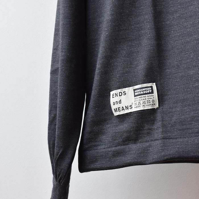 ENDS and MEANS】2022AW Merino Mock Neck TEE - Charcoal -