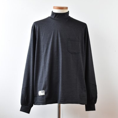 【ENDS and MEANS】2022AW Merino Mock Neck TEE   - Charcoal -