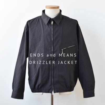 【ENDS and MEANS】 2023SS Drizzler Jacket   - Black Seersucker -