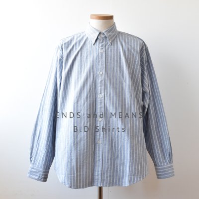<img class='new_mark_img1' src='https://img.shop-pro.jp/img/new/icons14.gif' style='border:none;display:inline;margin:0px;padding:0px;width:auto;' />【ENDS and MEANS】B.D Shirts  - Navy Stripe -