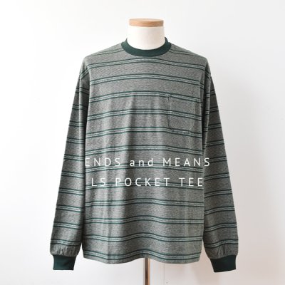 <img class='new_mark_img1' src='https://img.shop-pro.jp/img/new/icons14.gif' style='border:none;display:inline;margin:0px;padding:0px;width:auto;' />【ENDS and MEANS】Long Sleeve Border TEE  2023SS　- Green St -