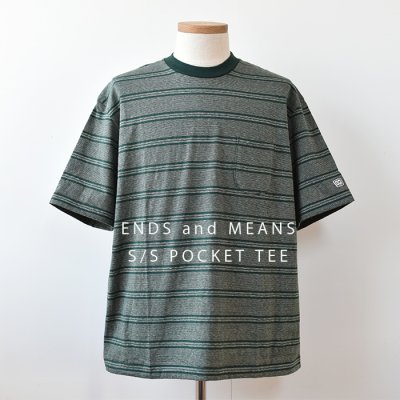 【ENDS and MEANS】Short Sleeve Pocket TEE  2023SS　- Green Stripe -