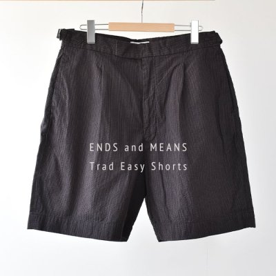 ENDS and MEANS2023SS TRAD EASY SHORTS- Black Seersucker -